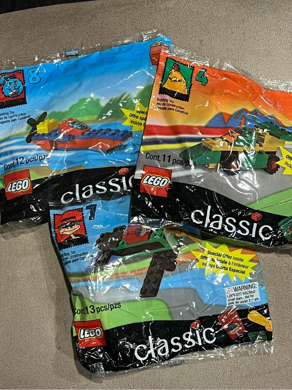 Lego Classic #7 # 8 # 4 McDonalds Happy Meal Polybag (1999) Sealed in package